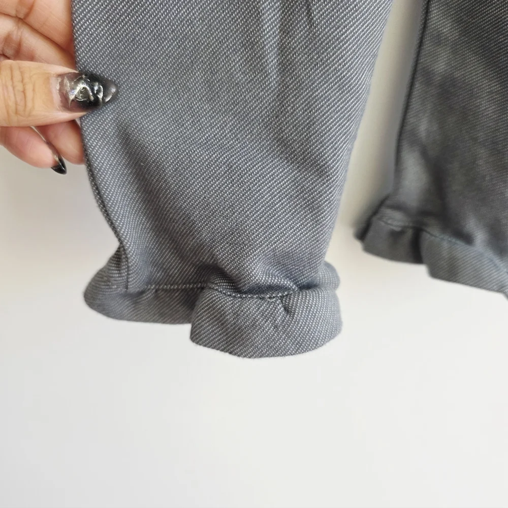 Milkbarn Grey Pinstripe Ruffle Cotton Blend Baby Overall 12-18 Months